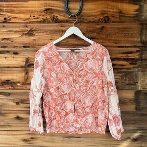 TAHARI | 100% Linen Floral Pink Women's Top M